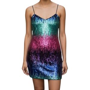 As U Wish Women's Colorful Stretchy Sequin Bling Mini Dress, S